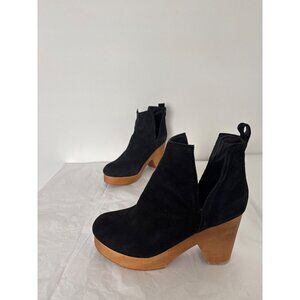 Jeffrey Campbell Boots 7 Odelia Black Suede Chunky Platform Heel Ankle Boho Chic